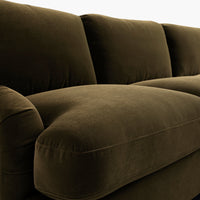 Daphnis Seaweed Velvet Sofa, Grande Chaise Right Hand Facing