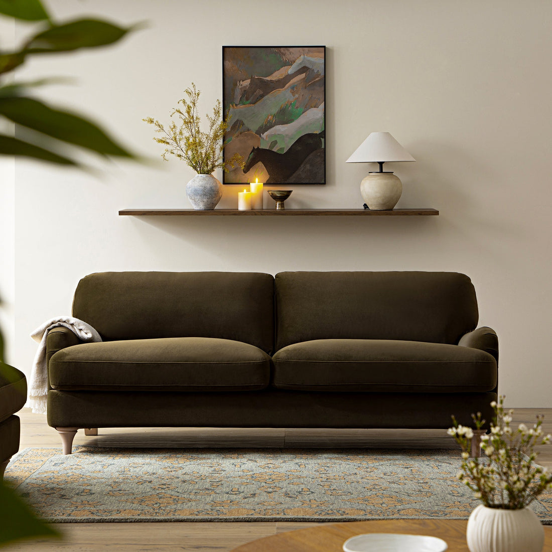Daphnis Seaweed Velvet Sofa 3-Seater