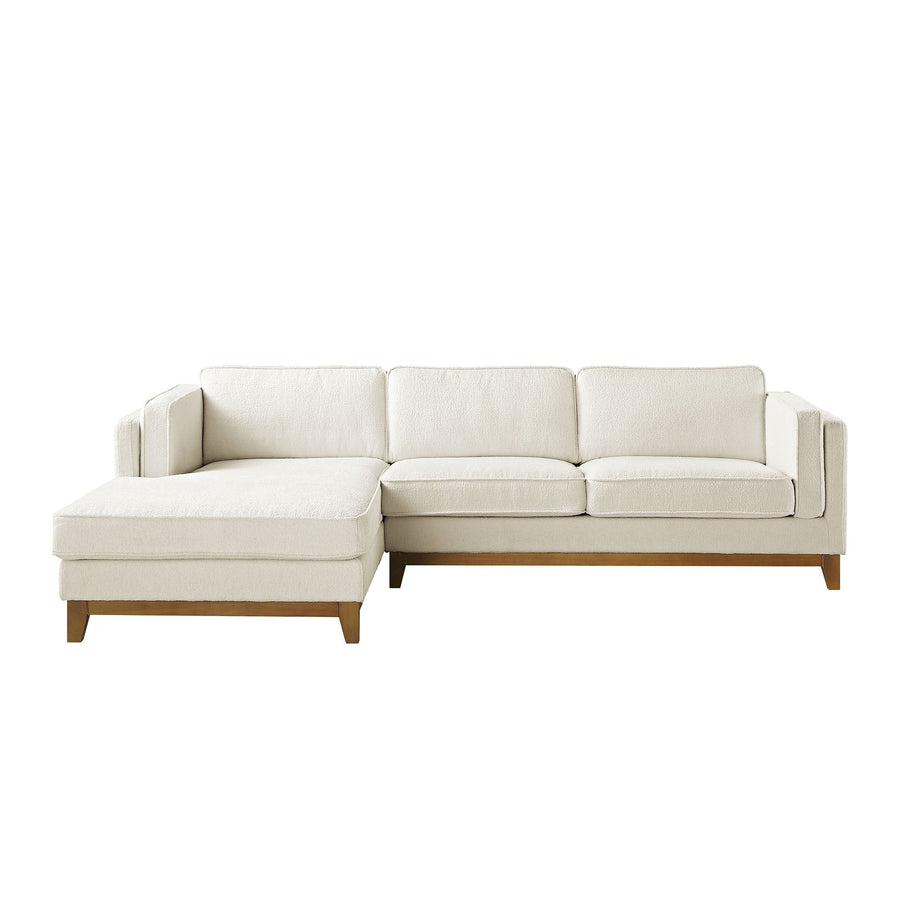 Dipley Beige Boucle Fabric Sofa Grande Chaise Sofa Left Hand Facing