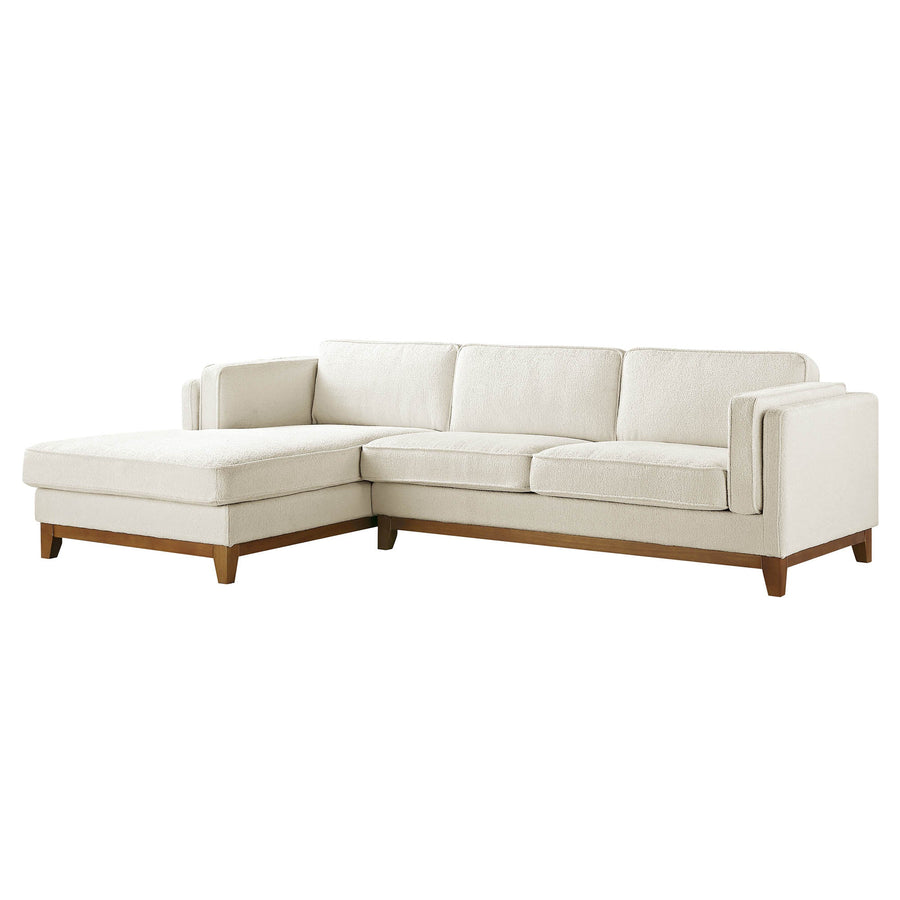 Dipley Beige Boucle Fabric Sofa Grande Chaise Sofa Left Hand Facing