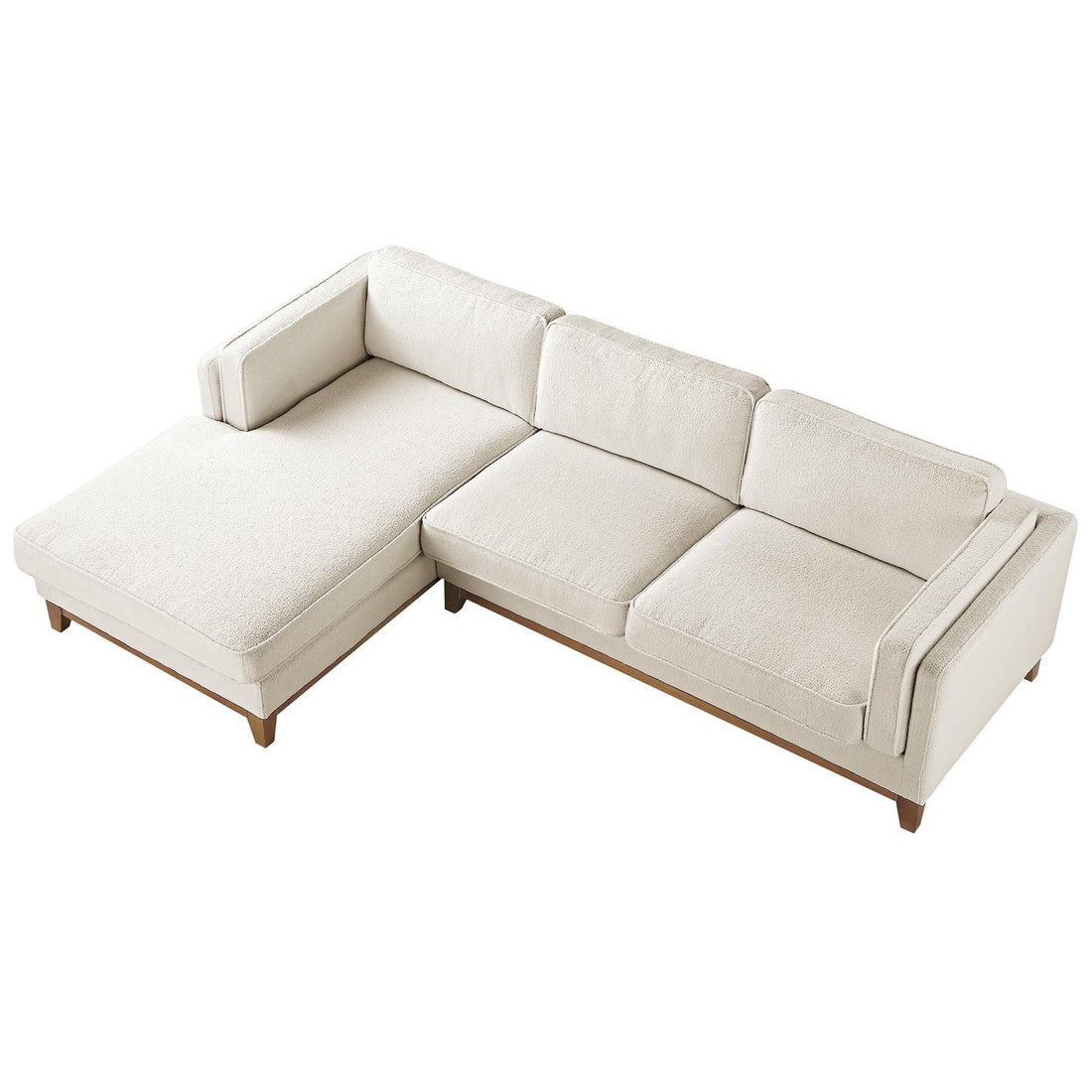 Dipley Beige Boucle Fabric Sofa Grande Chaise Sofa Left Hand Facing