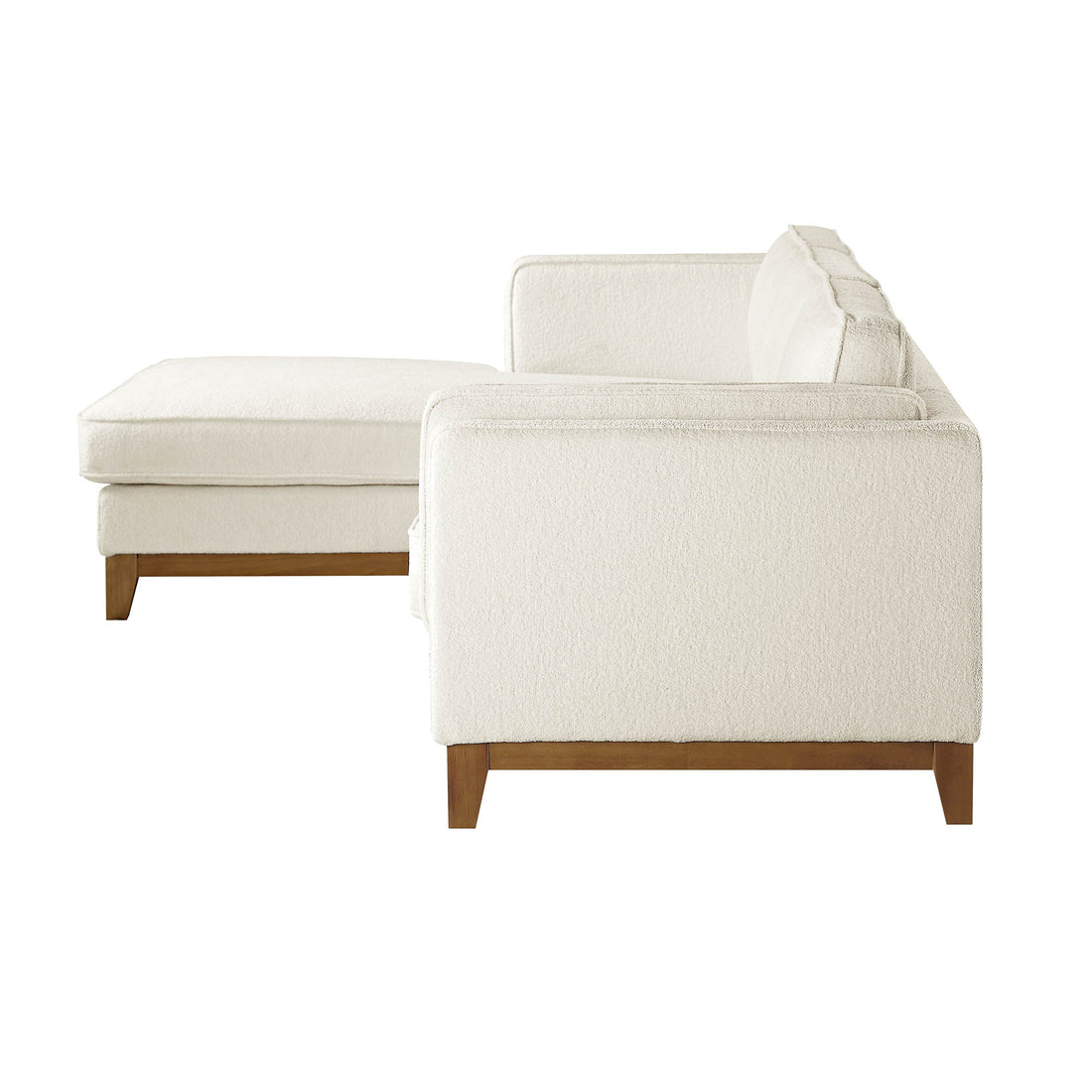 Dipley Beige Boucle Fabric Sofa Grande Chaise Sofa Left Hand Facing