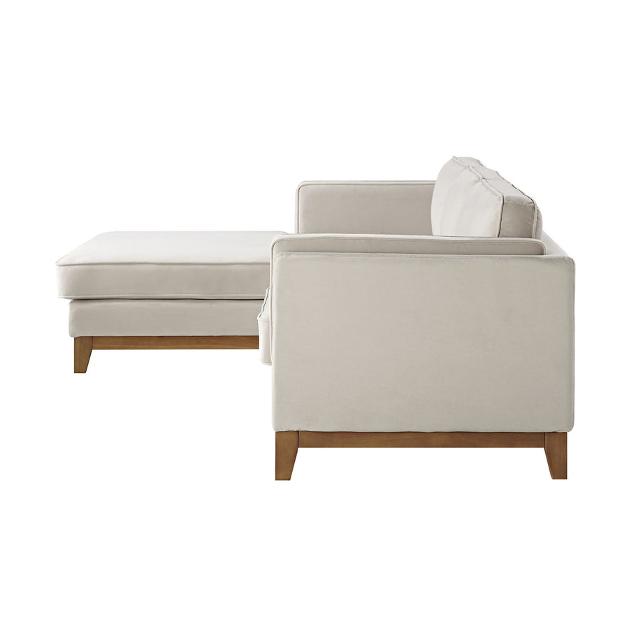 Dipley Champagne Velvet Sofa Grande Chaise Sofa Left Hand Facing