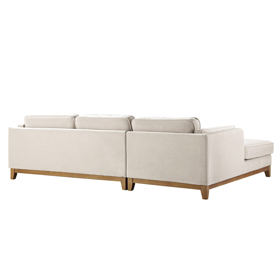 Dipley Champagne Velvet Sofa Grande Chaise Sofa Left Hand Facing