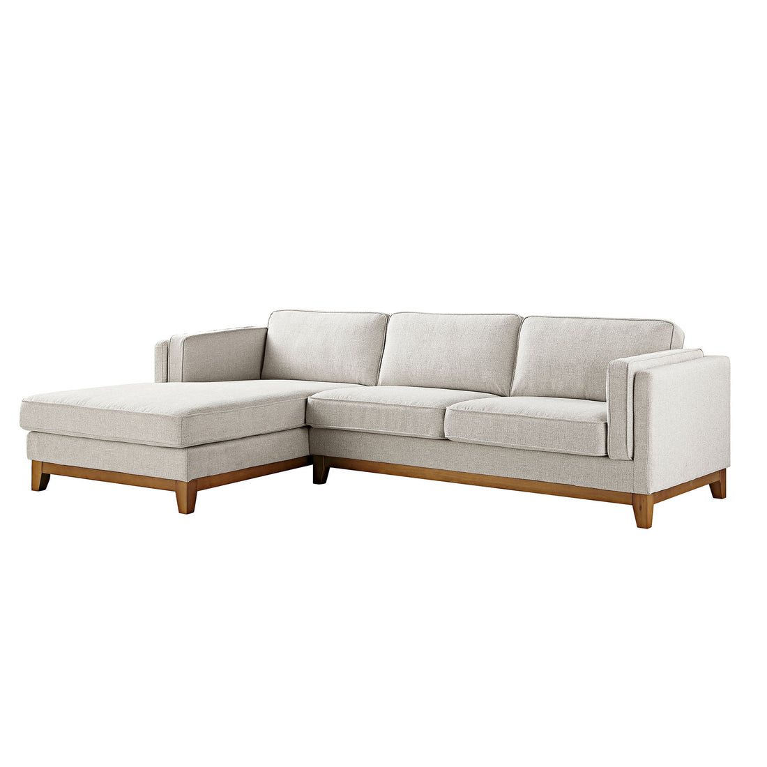 Dipley Oatmeal Woven Fabric Sofa, Grande Chaise Sofa Left Hand Facing