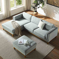 Dipley Sage Woven Fabric Sofa Grande Chaise Sofa Left Hand Facing