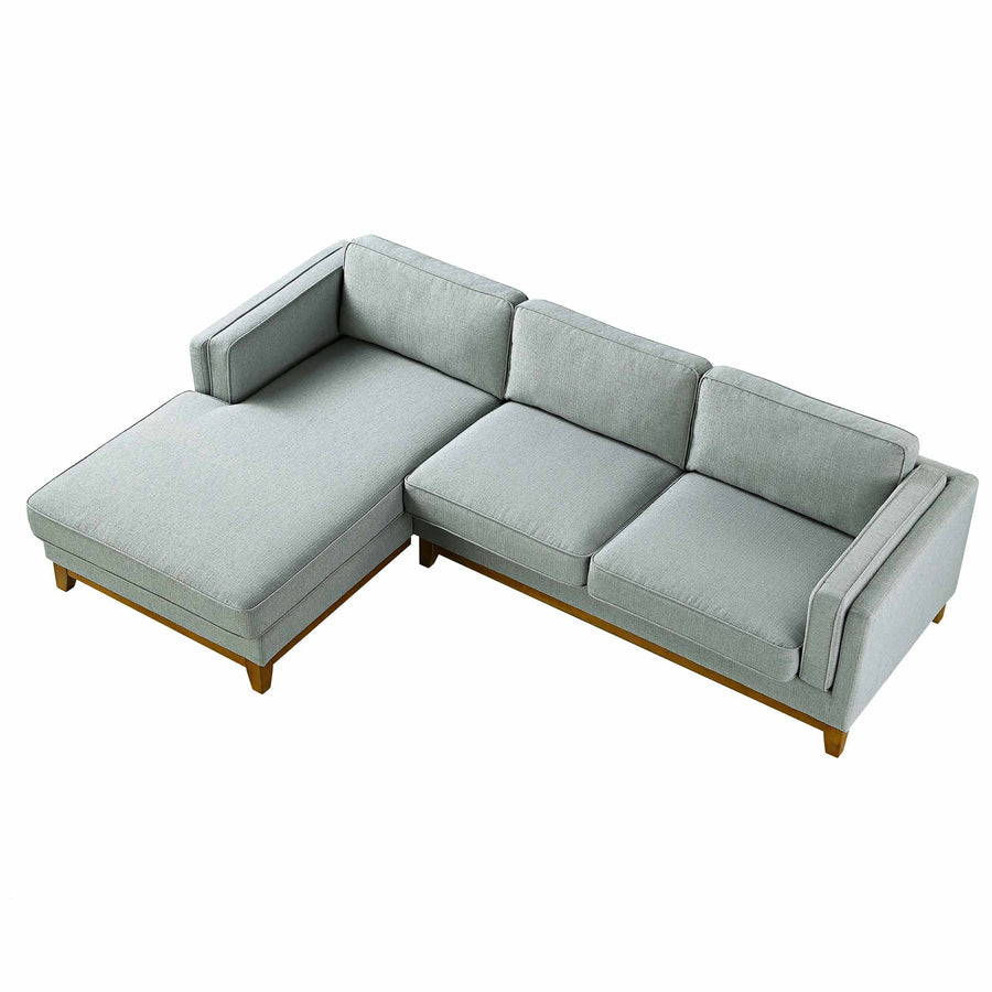 Dipley Sage Woven Fabric Sofa Grande Chaise Sofa Left Hand Facing
