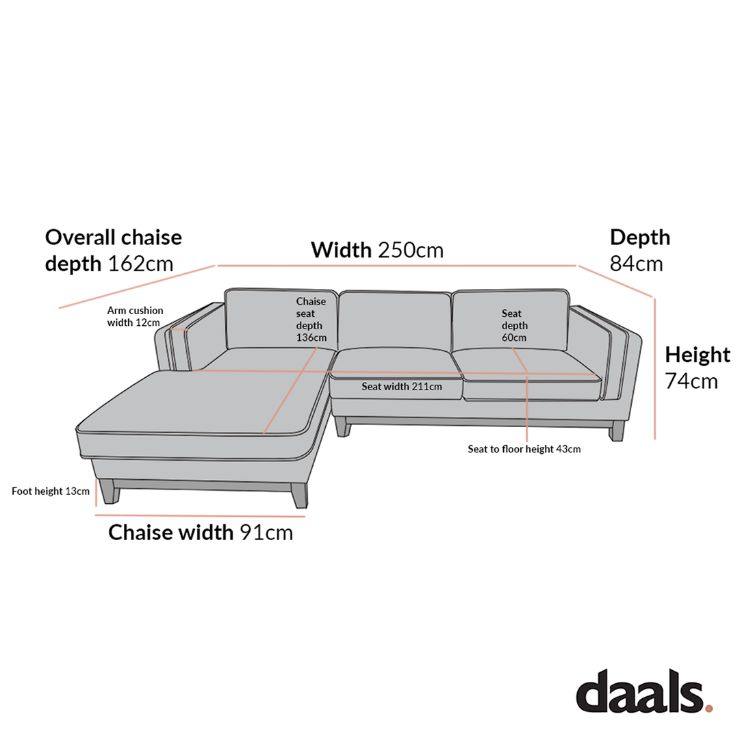 Dipley Sage Woven Fabric Sofa Grande Chaise Sofa Left Hand Facing