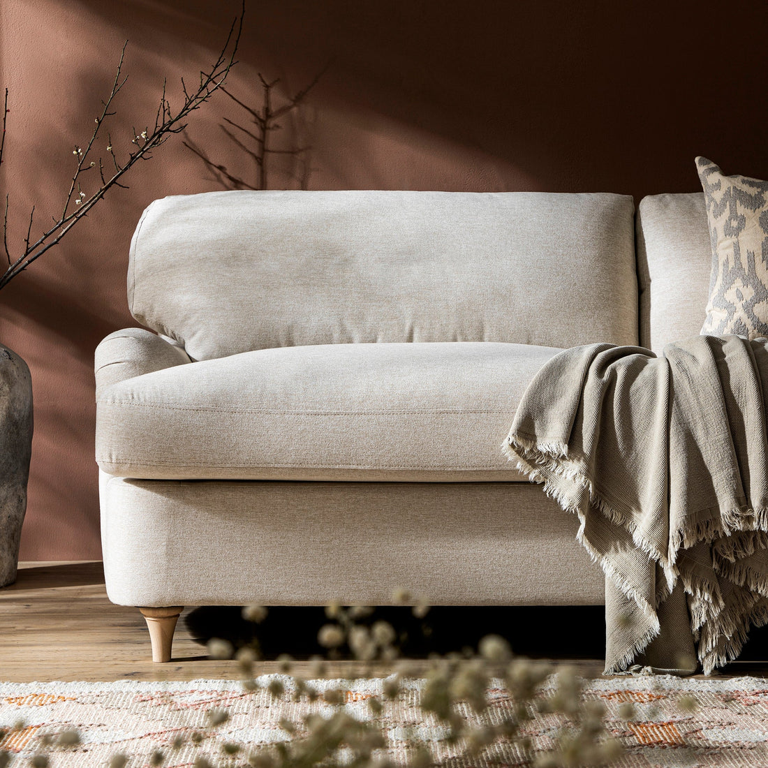 Daphnis Oatmeal Fabric Sofa Bed Large 3-Seater