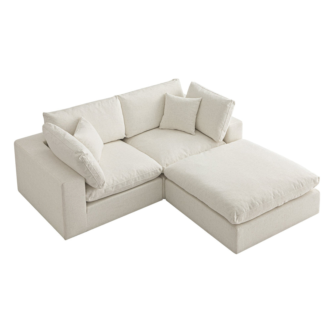 Lutyens Beige Linen Blend Modular Sofa 2-Piece Chaise