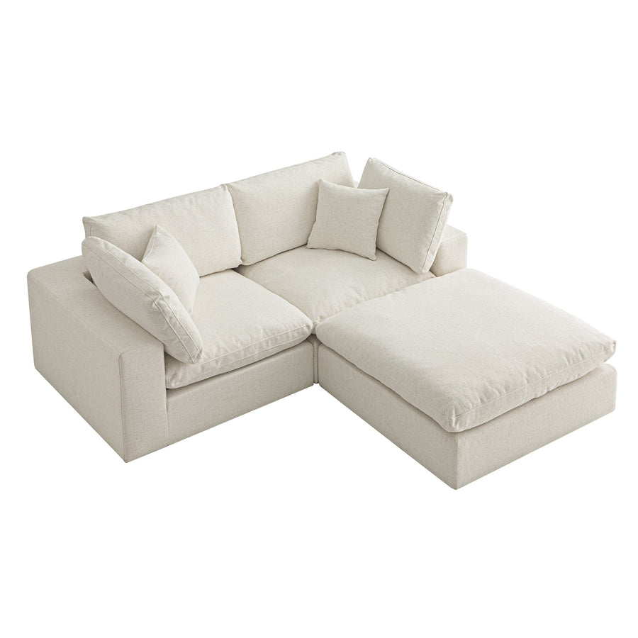 Lutyens Beige Linen Blend Modular Sofa 2-Piece Chaise