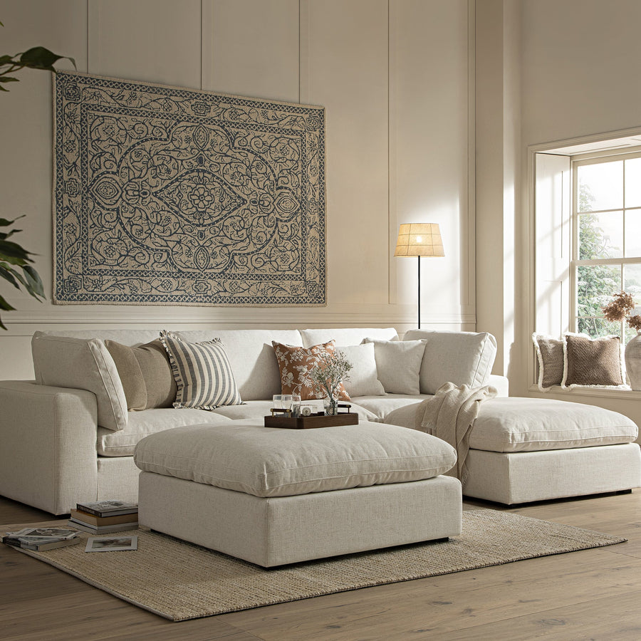 Lutyens Beige Linen Blend Modular Sofa 3-Piece Chaise