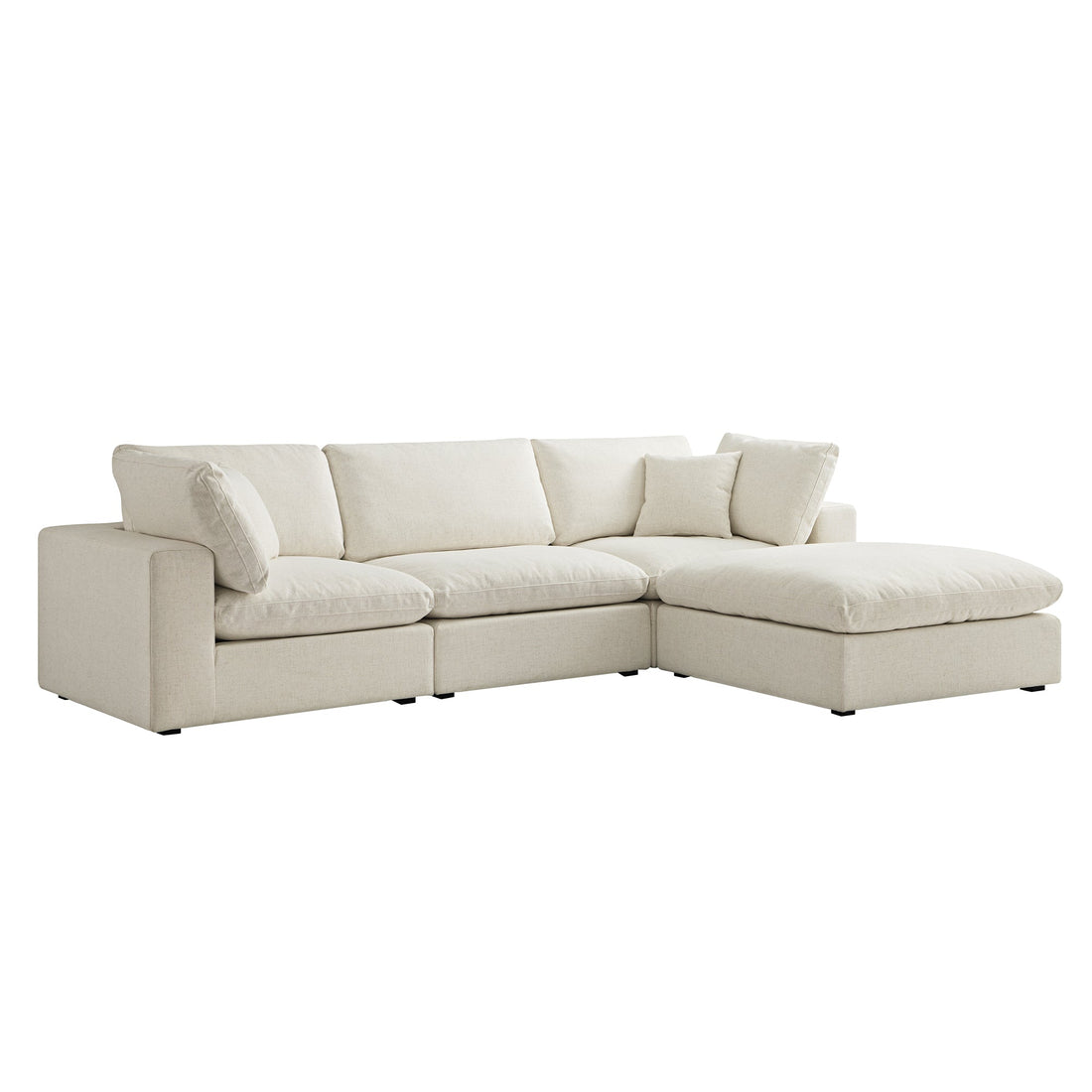 Lutyens Beige Linen Blend Modular Sofa 3-Piece Chaise