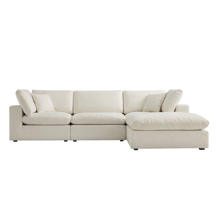 Lutyens Beige Linen Blend Modular Sofa 3-Piece Chaise