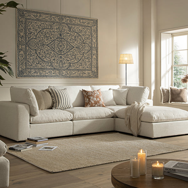 Lutyens Beige Linen Blend Modular Sofa 3-Piece Chaise