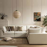 Lutyens Beige Linen Blend Modular Sofa 5-Piece Corner Set