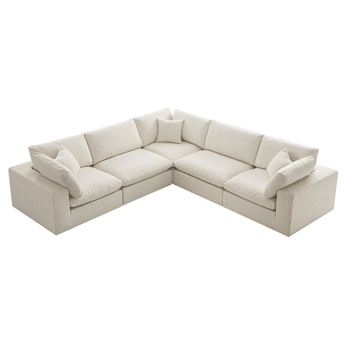 Lutyens Beige Linen Blend Modular Sofa 5-Piece Corner Set