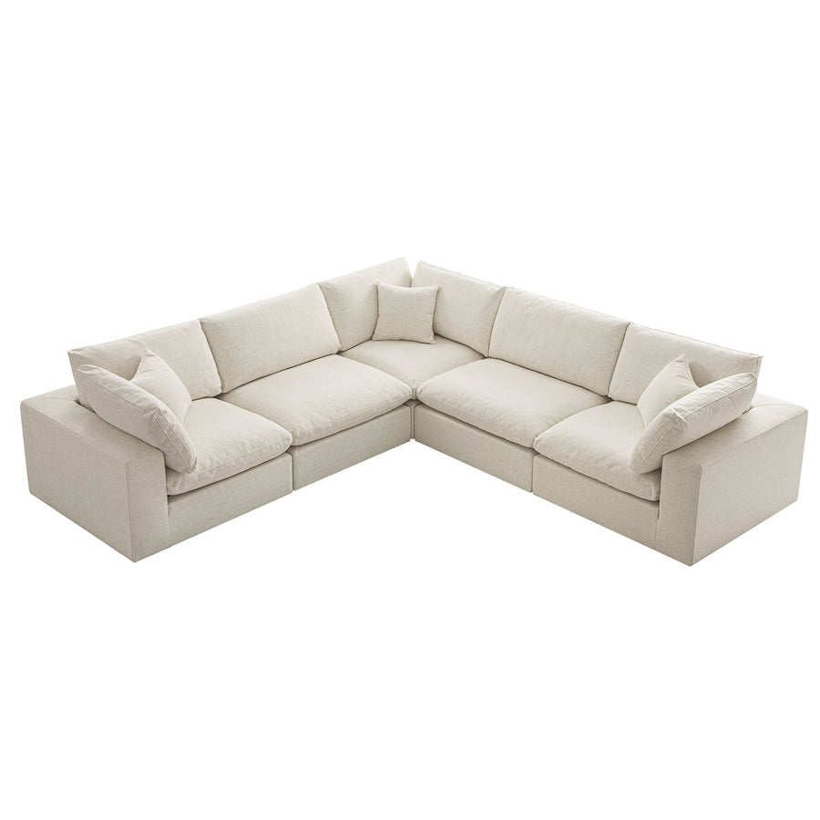 Lutyens Beige Linen Blend Modular Sofa 5-Piece Corner Set