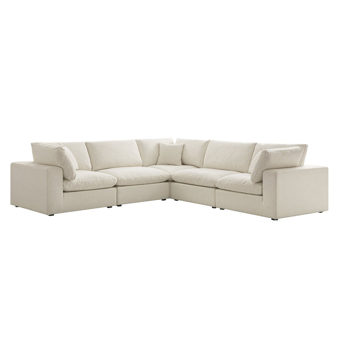 Lutyens Beige Linen Blend Modular Sofa 5-Piece Corner Set