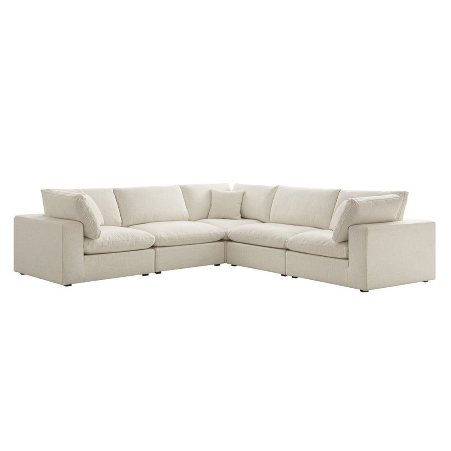 Lutyens Beige Linen Blend Modular Sofa 5-Piece Corner Set