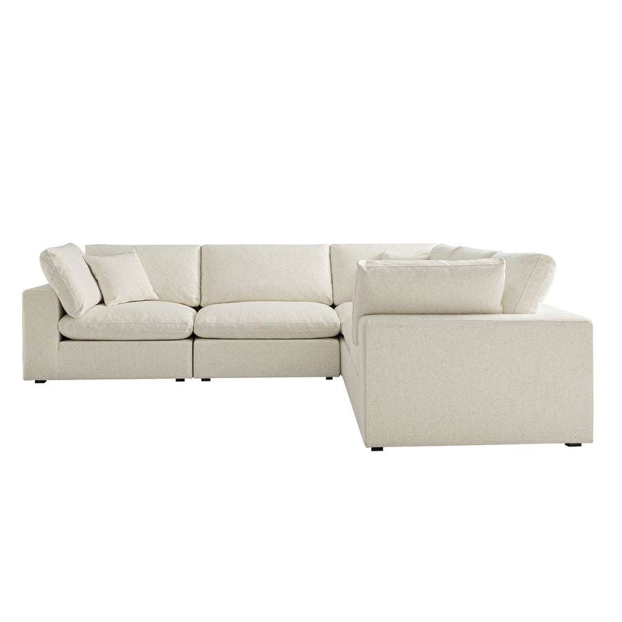 Lutyens Beige Linen Blend Modular Sofa 5-Piece Corner Set