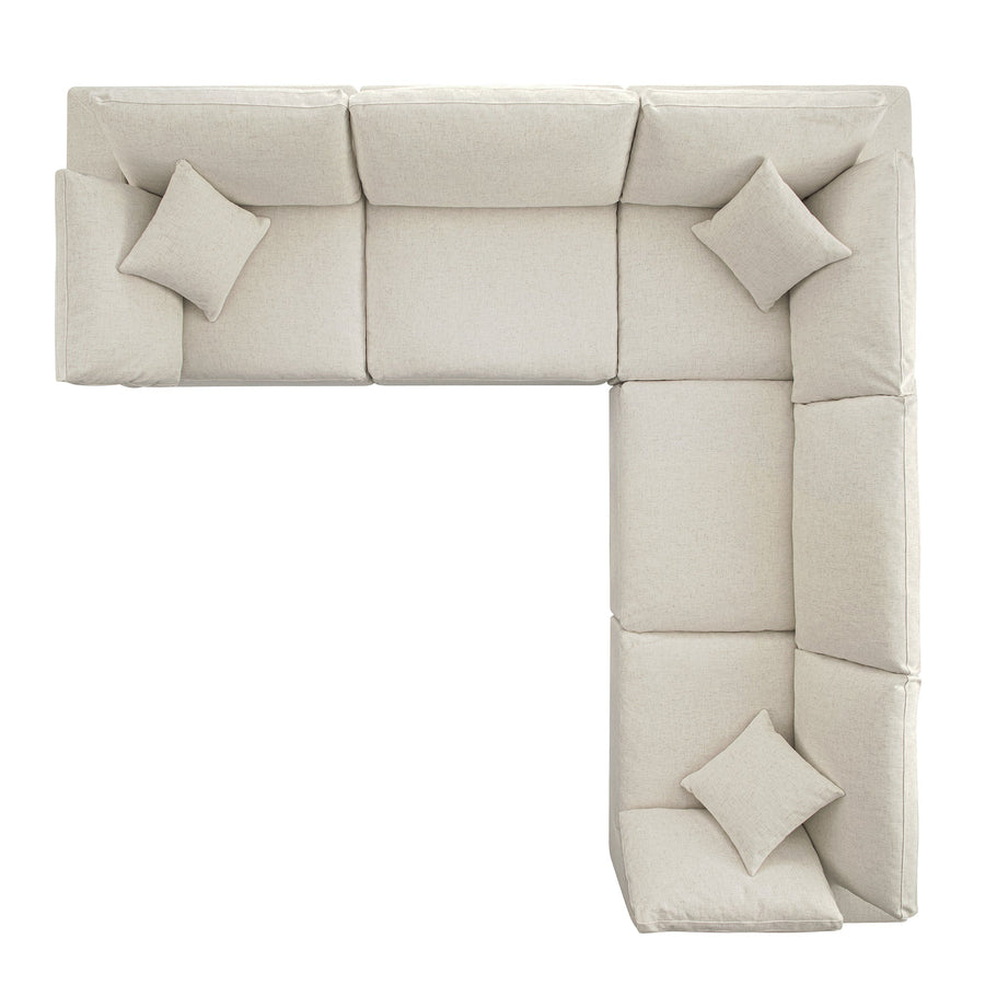 Lutyens Beige Linen Blend Modular Sofa 5-Piece Corner Set