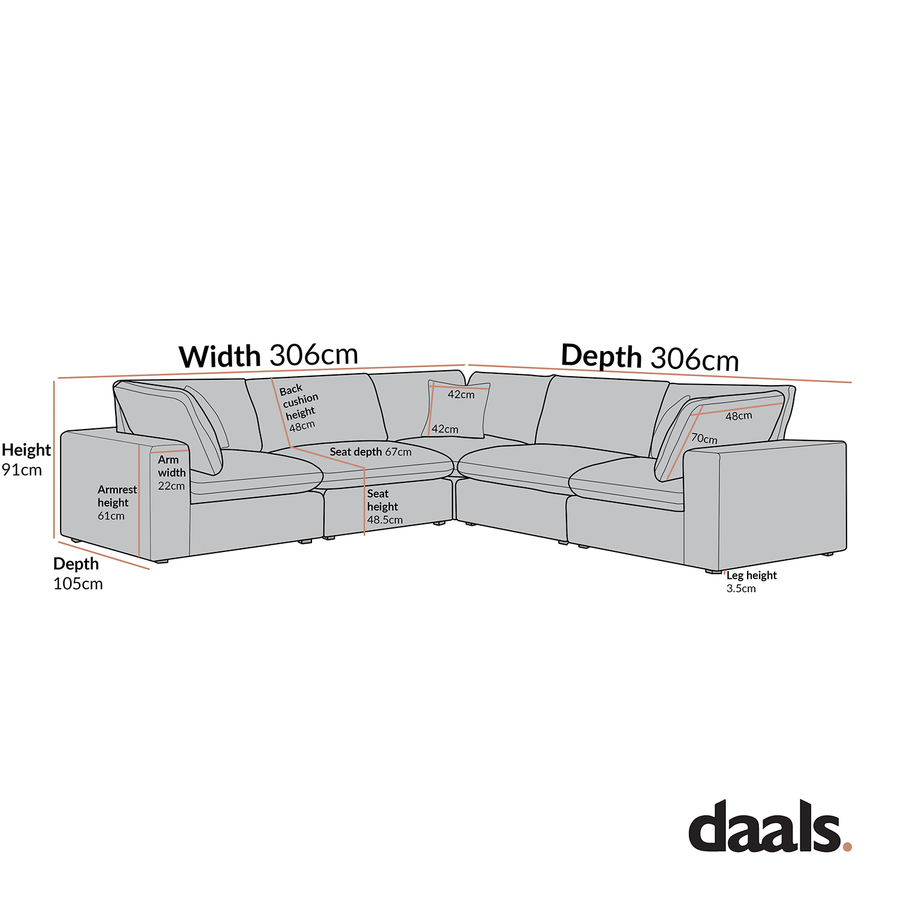 Lutyens Beige Linen Blend Modular Sofa 5-Piece Corner Set