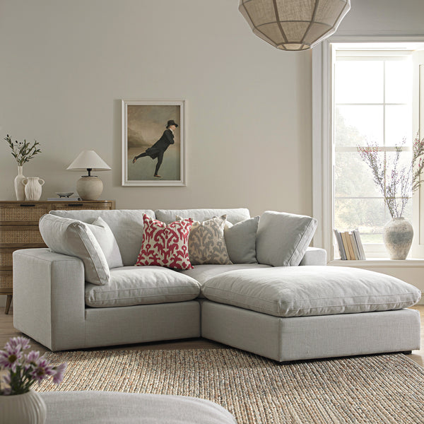 Lutyens Light Grey Linen Blend Modular Sofa 2-Piece Chaise