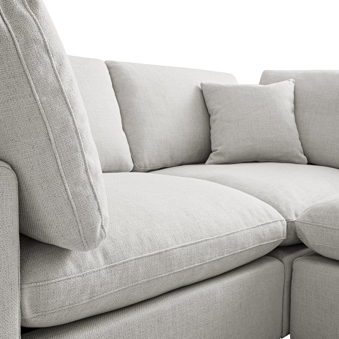 Lutyens Light Grey Linen Blend Modular Sofa 2-Piece Chaise