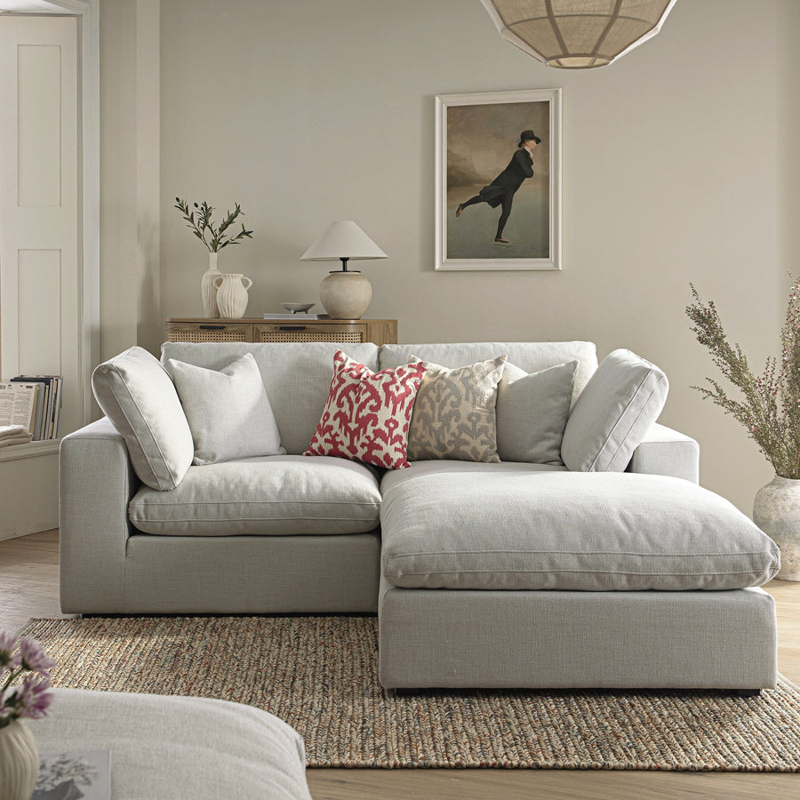 Lutyens Light Grey Linen Blend Modular Sofa 2-Piece Chaise