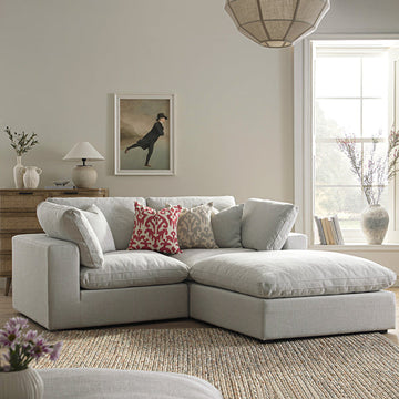 Lutyens Light Grey Linen Blend Modular Sofa 2-Piece Chaise