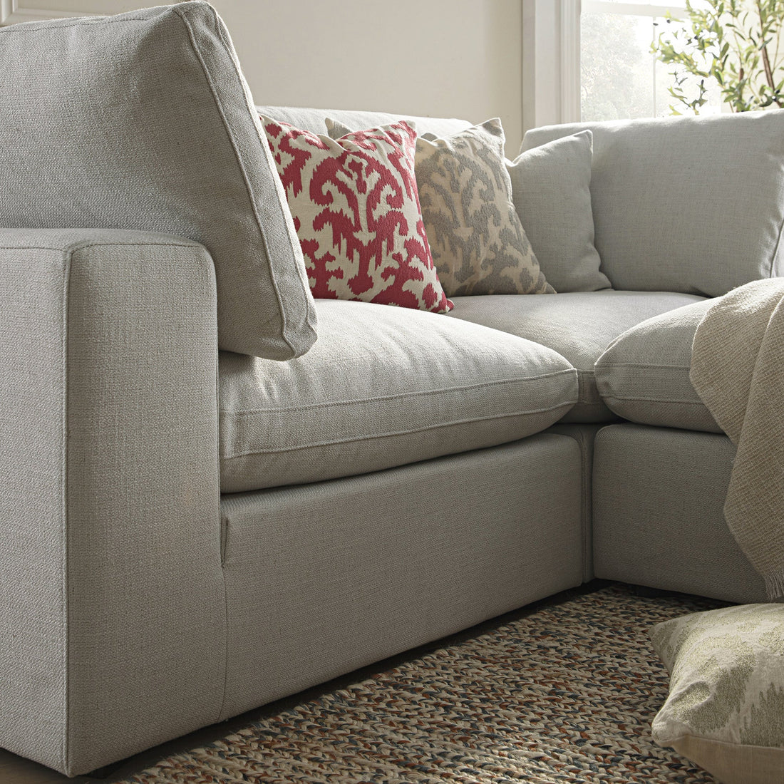 Lutyens Light Grey Linen Blend Modular Sofa 2-Piece Chaise