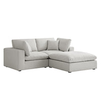 Lutyens Light Grey Linen Blend Modular Sofa 2-Piece Chaise