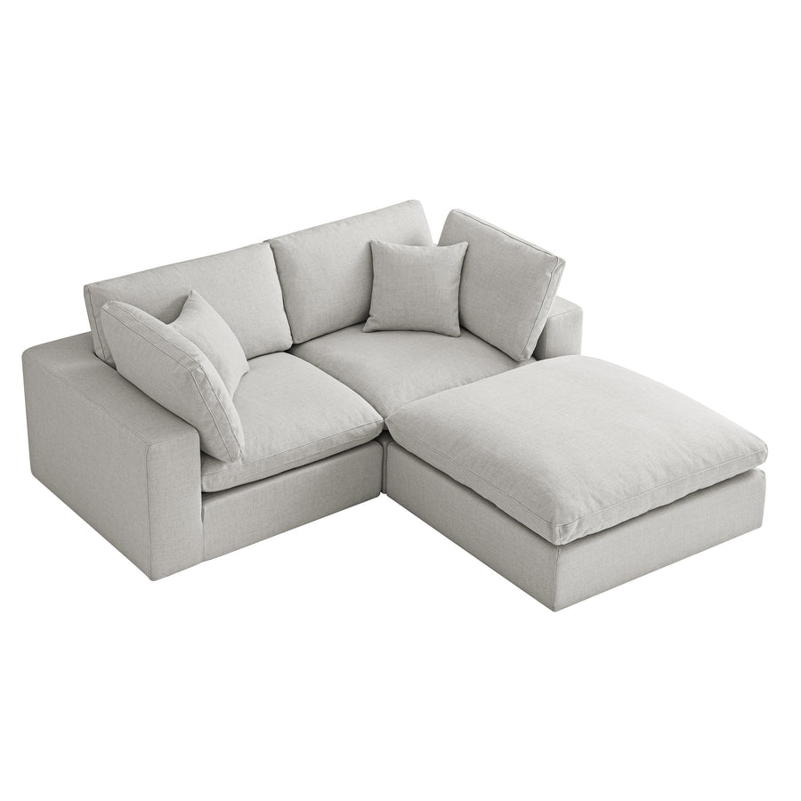 Lutyens Light Grey Linen Blend Modular Sofa 2-Piece Chaise