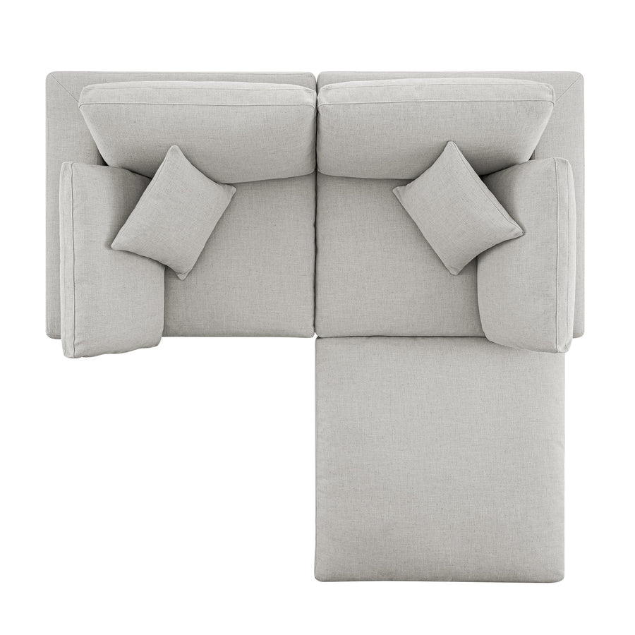 Lutyens Light Grey Linen Blend Modular Sofa 2-Piece Chaise