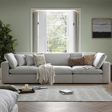 Lutyens Light Grey Linen Blend Modular Sofa, 3-Piece