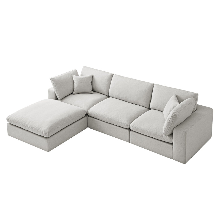 Lutyens Light Grey Linen Blend Modular Sofa 3-Piece Chaise