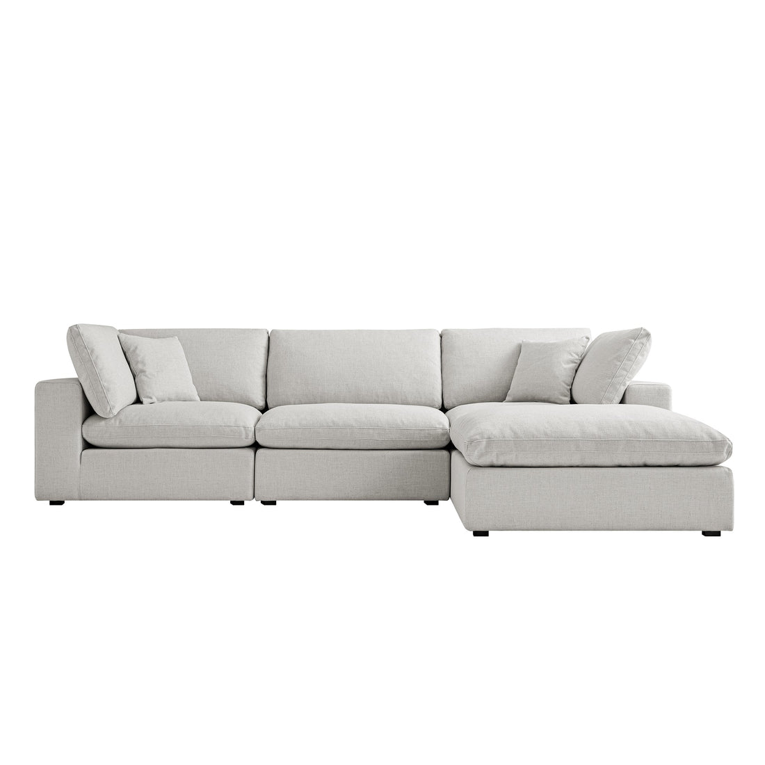 Lutyens Light Grey Linen Blend Modular Sofa 3-Piece Chaise
