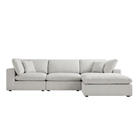 Lutyens Light Grey Linen Blend Modular Sofa 3-Piece Chaise