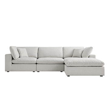 Lutyens Light Grey Linen Blend Modular Sofa 3-Piece Chaise