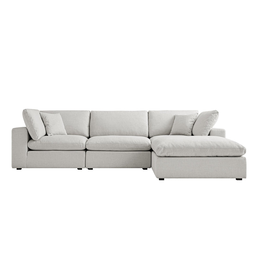 Lutyens Light Grey Linen Blend Modular Sofa 3-Piece Chaise