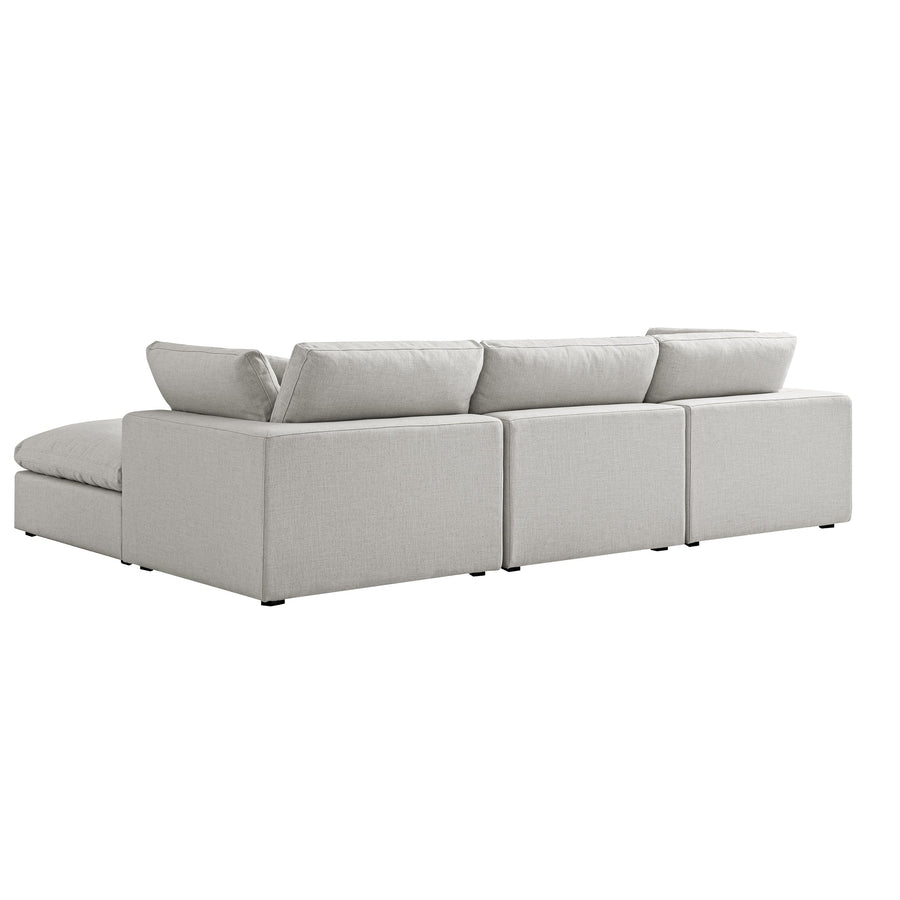 Lutyens Light Grey Linen Blend Modular Sofa 3-Piece Chaise