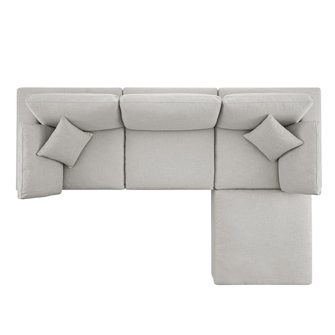 Lutyens Light Grey Linen Blend Modular Sofa 3-Piece Chaise