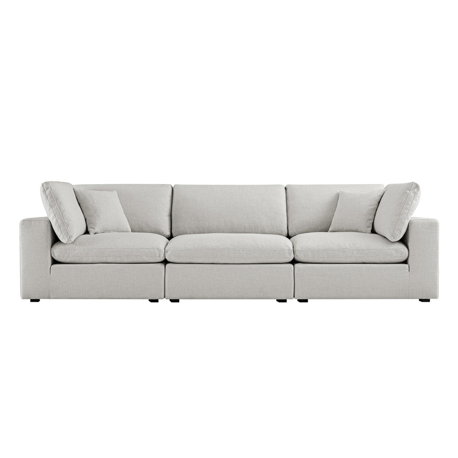 Lutyens Light Grey Linen Blend Modular Sofa, 3-Piece