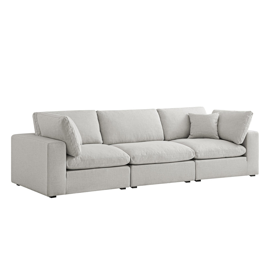 Lutyens Light Grey Linen Blend Modular Sofa, 3-Piece