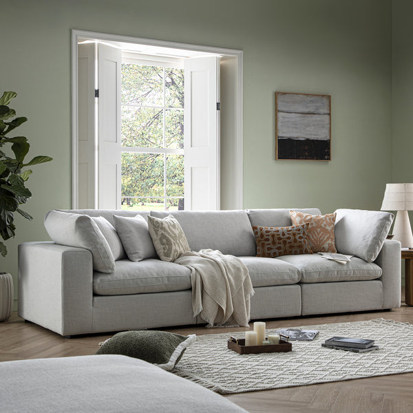 Lutyens Light Grey Linen Blend Modular Sofa, 3-Piece