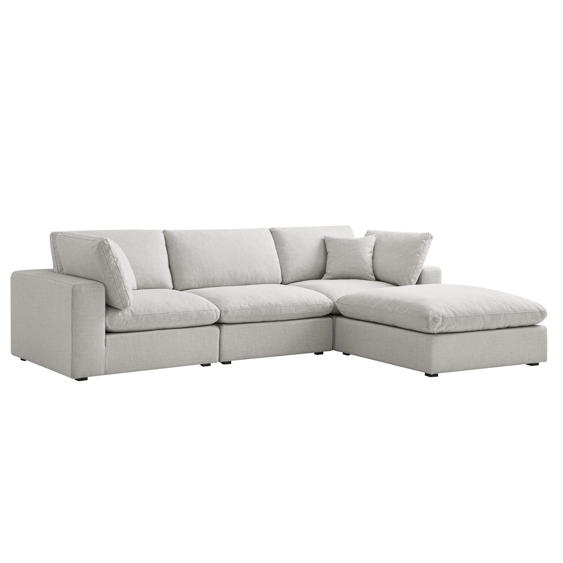 Lutyens Light Grey Linen Blend Modular Sofa 3-Piece Chaise