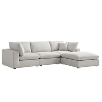 Lutyens Light Grey Linen Blend Modular Sofa 3-Piece Chaise