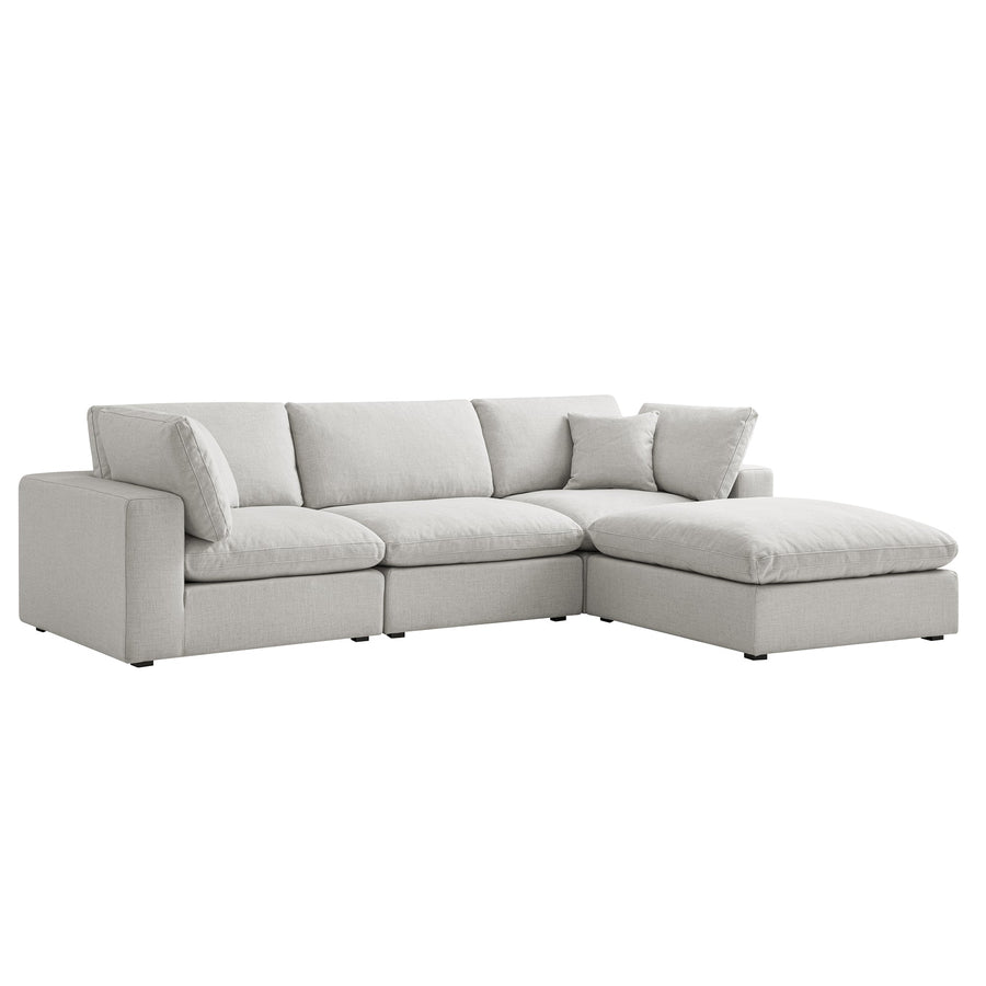 Lutyens Light Grey Linen Blend Modular Sofa 3-Piece Chaise