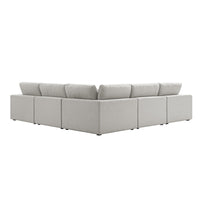 Lutyens Light Grey Linen Blend Modular Sofa, 5-Piece Corner Set